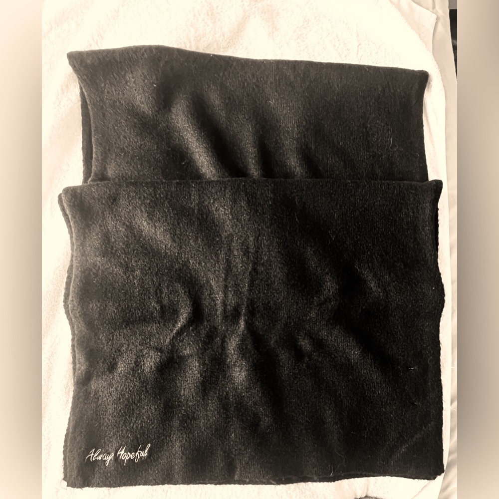 Black Knit Scarf/Shawl - “Forever Grateful” & “Always Hopeful”